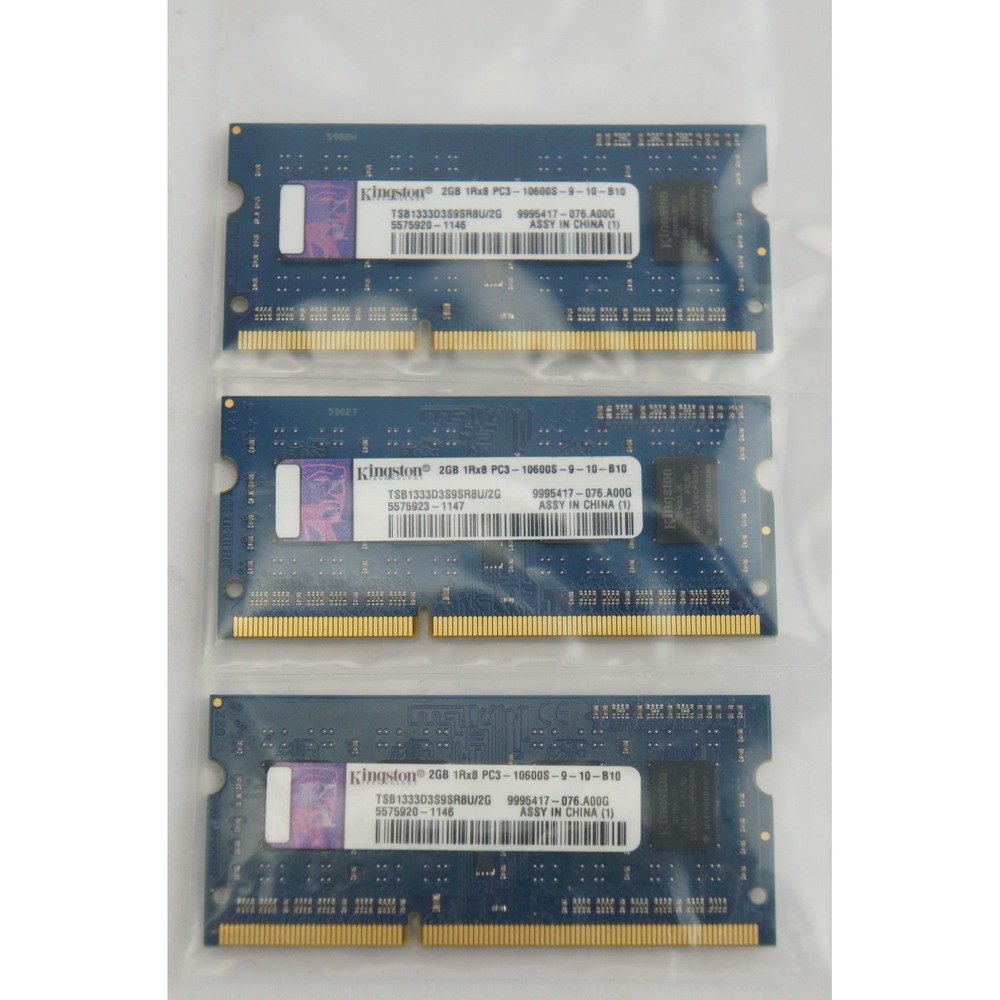 Kingston 6GB Lot 3x‎ 2GB Laptop RAM DDR3 PC3-10600S 1333MHz SO-DIMM Excellent